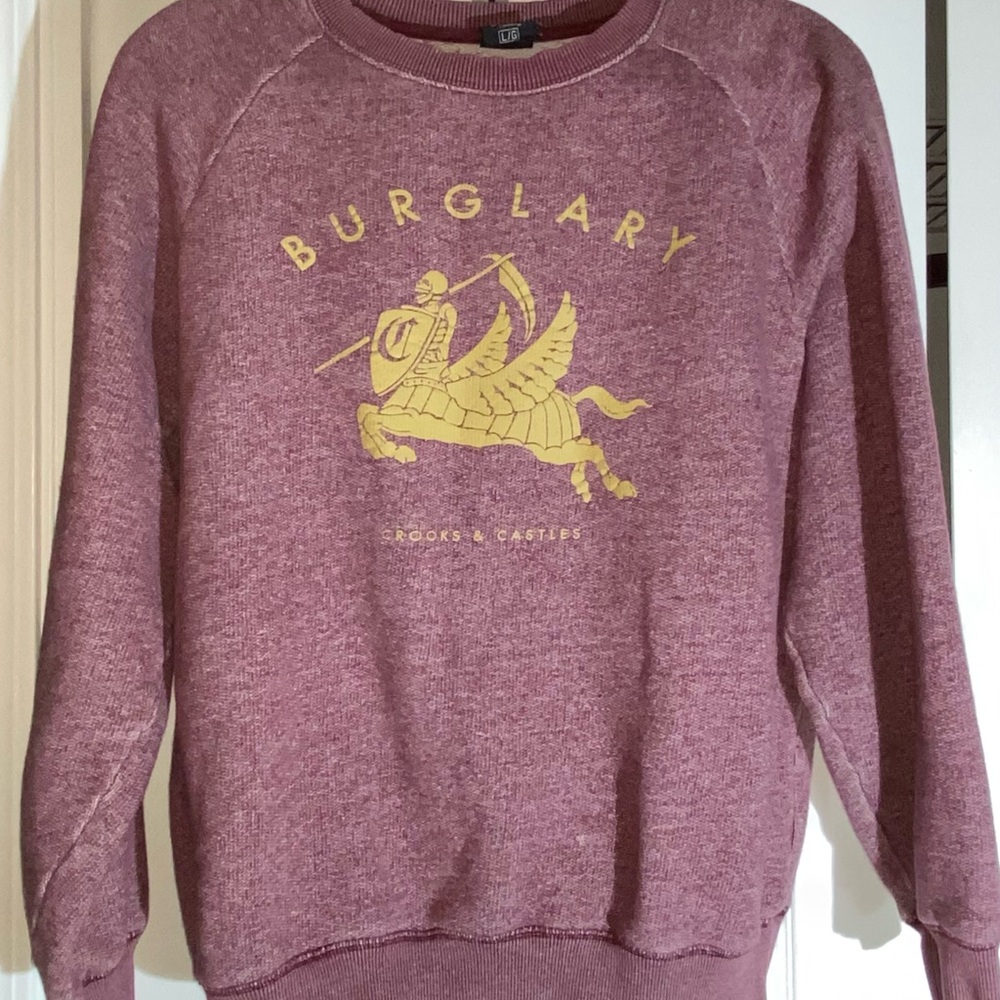 Crooks & Castles Maroon Sweater with Gold Graphic sweatshirt rare unisex